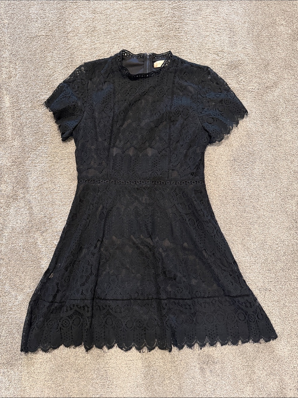 Altar'd State Black Lace Short Sleeve Fit & Flare Mini Dress